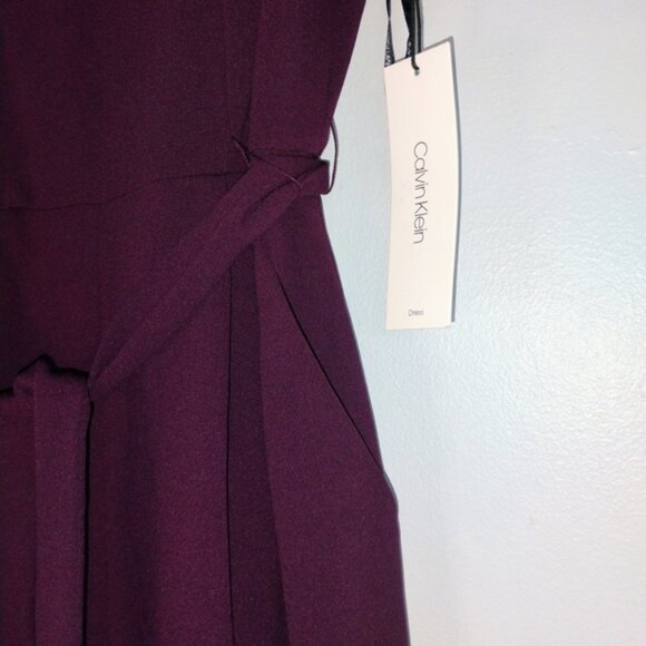 NWT Calvin Klein Purple Belted Jumpsuit Romper Women's Size 10 Side Pockets - Picture 9 of 10